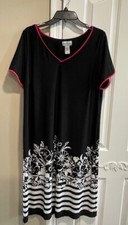 Catherine's Dress Women's Size 0x Short Sleeve Floral Black And Striped