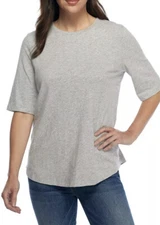 Eileen Fisher T Shirt Women’s XXS Gray Cotton Crew Neck Gray Elbow Top New Tag