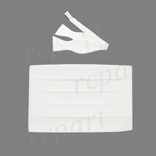 New Men's 100 Polyester Cummerbund self tie Bow tie Set Formal Wedding White