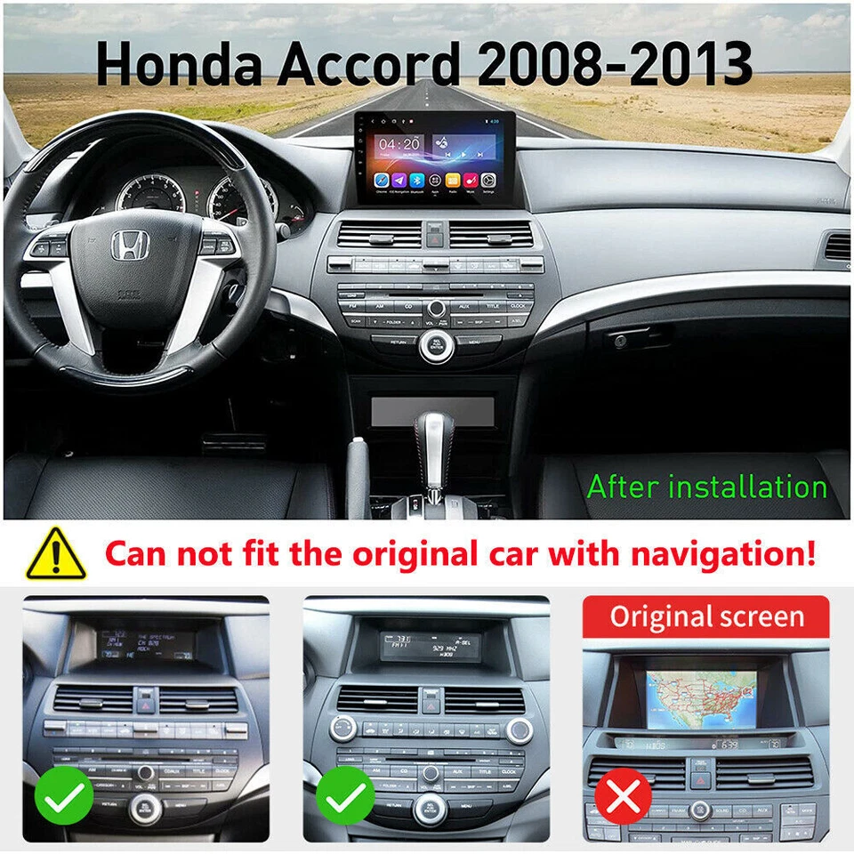 FOR HONDA ACCORD 2008-2012 ANDROID AUTO APPLE CARPLAY CAR STEREO GPS NAVI RADIO Foto 4 de 4