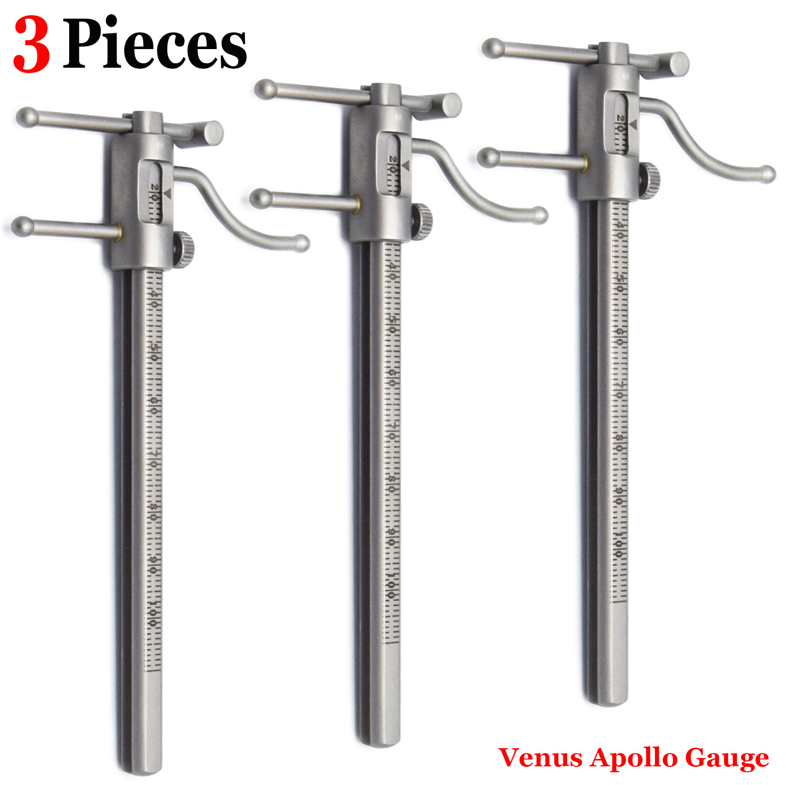 3pcs VDO Ruler Venus Apollo Gauge Measure Tooth Length of Edentulous Patients