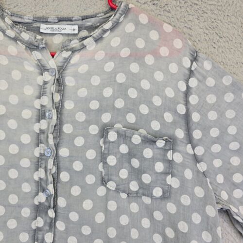 Angela Mara Top Damen M Polka Dot Popover Made Italy Boho Classic Preppy Transparent - Bild 4 von 11