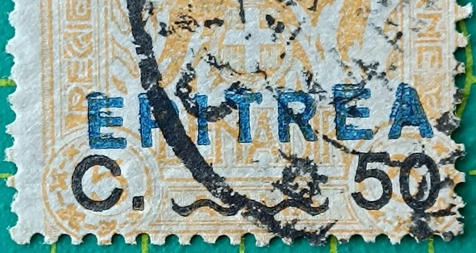 Italy stamp 1922,ERROR-ERITREA-DOUBLE,Scott 63a.,50c surch,used,CV 1600 usd - Image 4 of 4