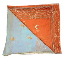 Vintage Dupatta Georgette Sequined Embroidered Long Stole Wrap scarf Hijab Flora