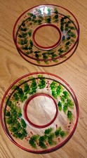 Yankee Candle Holiday Poinsettias Or Holly Berries Greens 7" Candle Plates/Tray