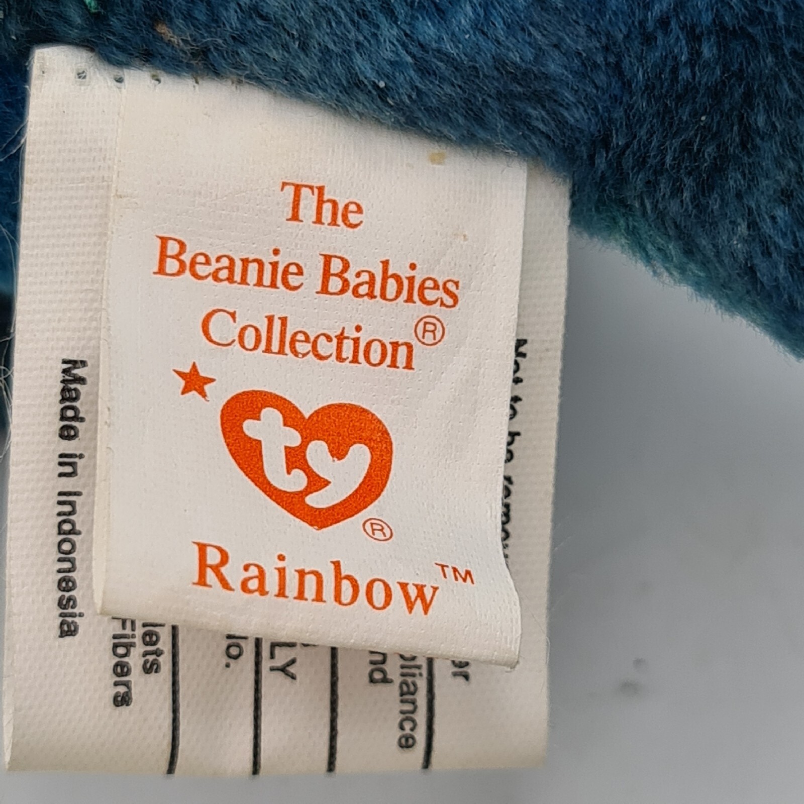 Beanie Babies collection TY 'Rainbow' 1997 Vintage Beanie Baby in blue and green - Picture 13 of 16