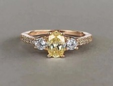 2 Ct Oval Cut Simulated Citrine Engagement Women's Ring In 14k Rose Gold plated