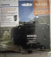 NEW in box Siemens 20 Amp 120v Tandem CAFCI Type QTAN Circuit Breaker Q2020AFCNP