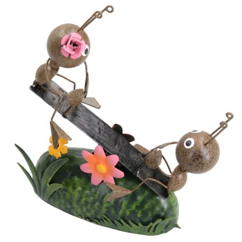 Miniature Life Metal Ant Couple on Seesaw Garden Gift Ornament 6x15x15cm - Picture 1 of 6