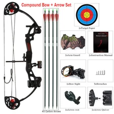 15-29LBS Youth Compound Bow Kit W/4pcs Arrows Target Right Hand Practice Hunting