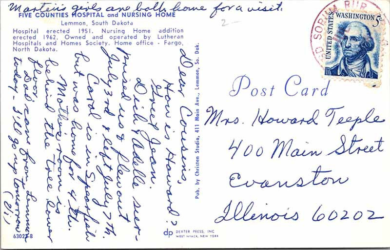 Postcard HOSPITAL SCENE Lemmon South Dakota SD 9/07 AO1555 eBay