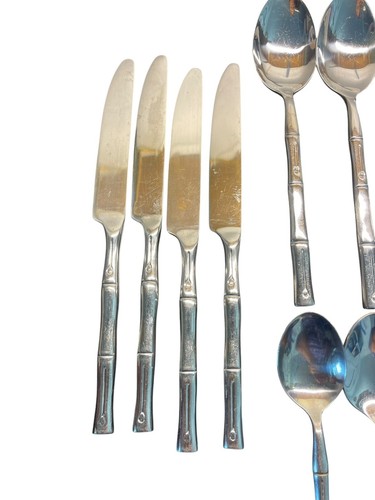 Hampton Silversmiths Bamboo 22pc Flatware Set Stainless 5pc Settings + 2 Spoons - Picture 13 of 15