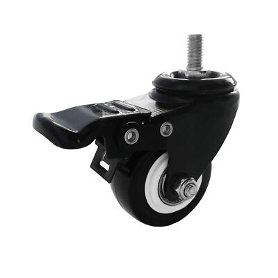 2 inch M8(0.315'' Φ) 15mm Threaded Locking Caster Wheels, Set of 4, Swivel, Poly