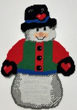 Snowman Christmas Decoration Handmade Needlepoint Plastic Canvas