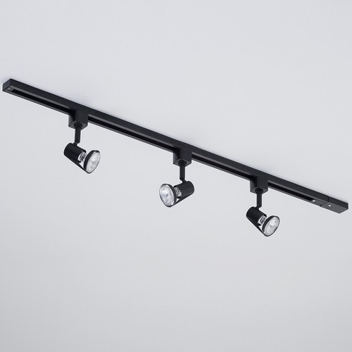 Litecraft 1 Metre Kitchen Track Light With 3 Harlem Fixture & LED Bulbs - Black - Picture 4 of 5