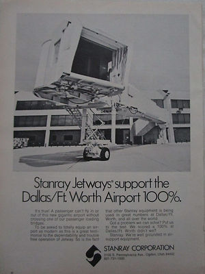 11/1973 PUB STANRAY CORPORATION OGDEN DALLAS AIRPORT JETWAY PASSENGER BRIDGE AD