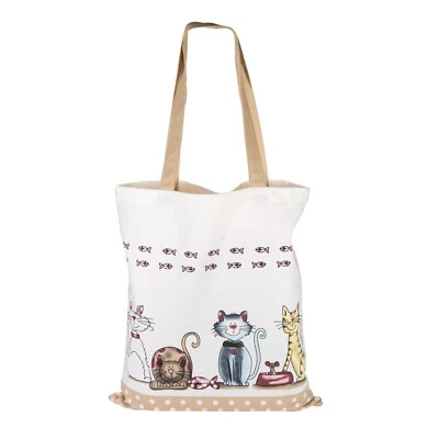 SPOTTED DOG GIFT COMPANY Cotton Canvas Shopping Bag Reusable Tote Shoulder Shopper Cat Themed Gifts Women