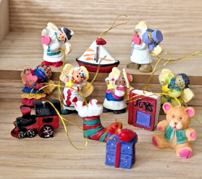 Poly Stone Miniature Vintage Christmas Ornament Lot of 12