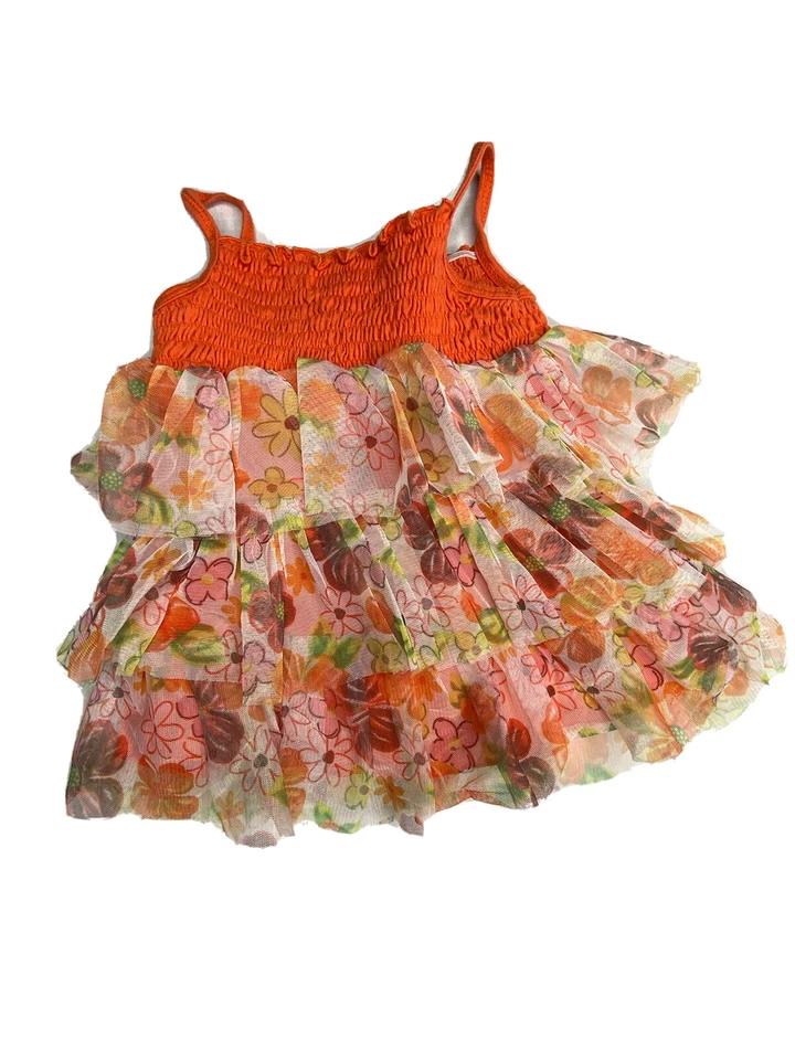 Vestido Baby Headquarters Niñas Naranja Flor Capas 18M Foto 4 de 4