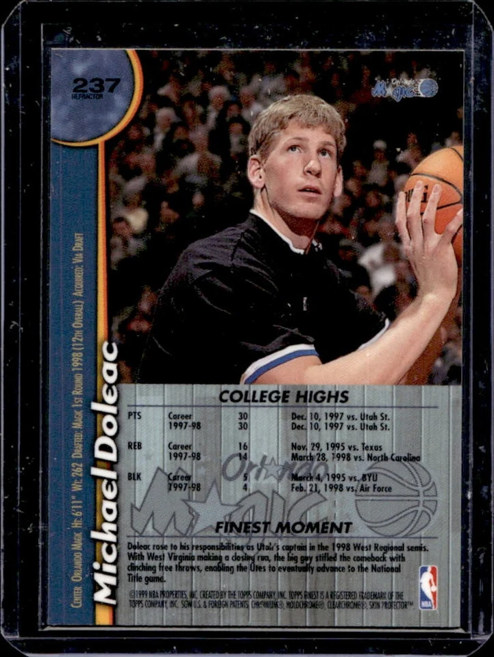 1998-99 Finest Michael Doleac Refractor Rookie RC #237 Magic - Image 2 of 2