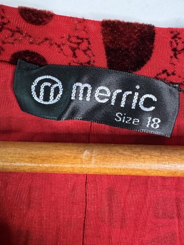 Merric Red Orange Black Velvet Crush Lightweight Longline Jacket Snaps Sz 18 - Picture 4 of 12