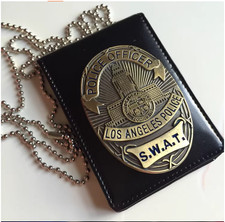 LA Detective SWAT Badge ID Card Holder Wallet with Chain Cosplay Gifts Police