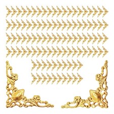 PDETVEO 100PCS Metal Corner Protectors, Vintage Bronze Decorative Edge Gold