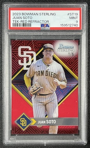JUAN SOTO PSA 9 2023 BOWMAN STERLING #ST-19 TEK RED REFRACTOR 1/5 PADRES
