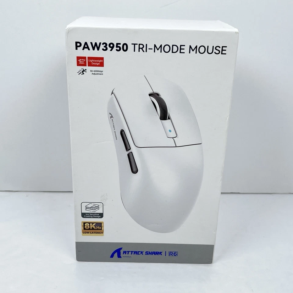 ATTACK SHARK R6 Wireless Gaming Mouse 42000 DPI PAW3950MAX Tri-Mode - Black - Image 2 of 4
