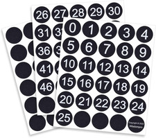 Consecutive Number Stickers 0 to 50, 2 Set - 1.5 inch Vinyl Self Adhesive Round