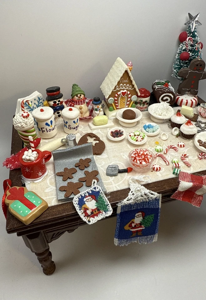 Artisan Made Christmas Holiday Baking Table Dollhouse Miniature 1:12 - Image 3 of 4