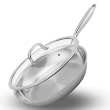 Stainless Steel Pan Non-Toxic PFAS PFOA & PTFE Free Compatible With All Cooktops
