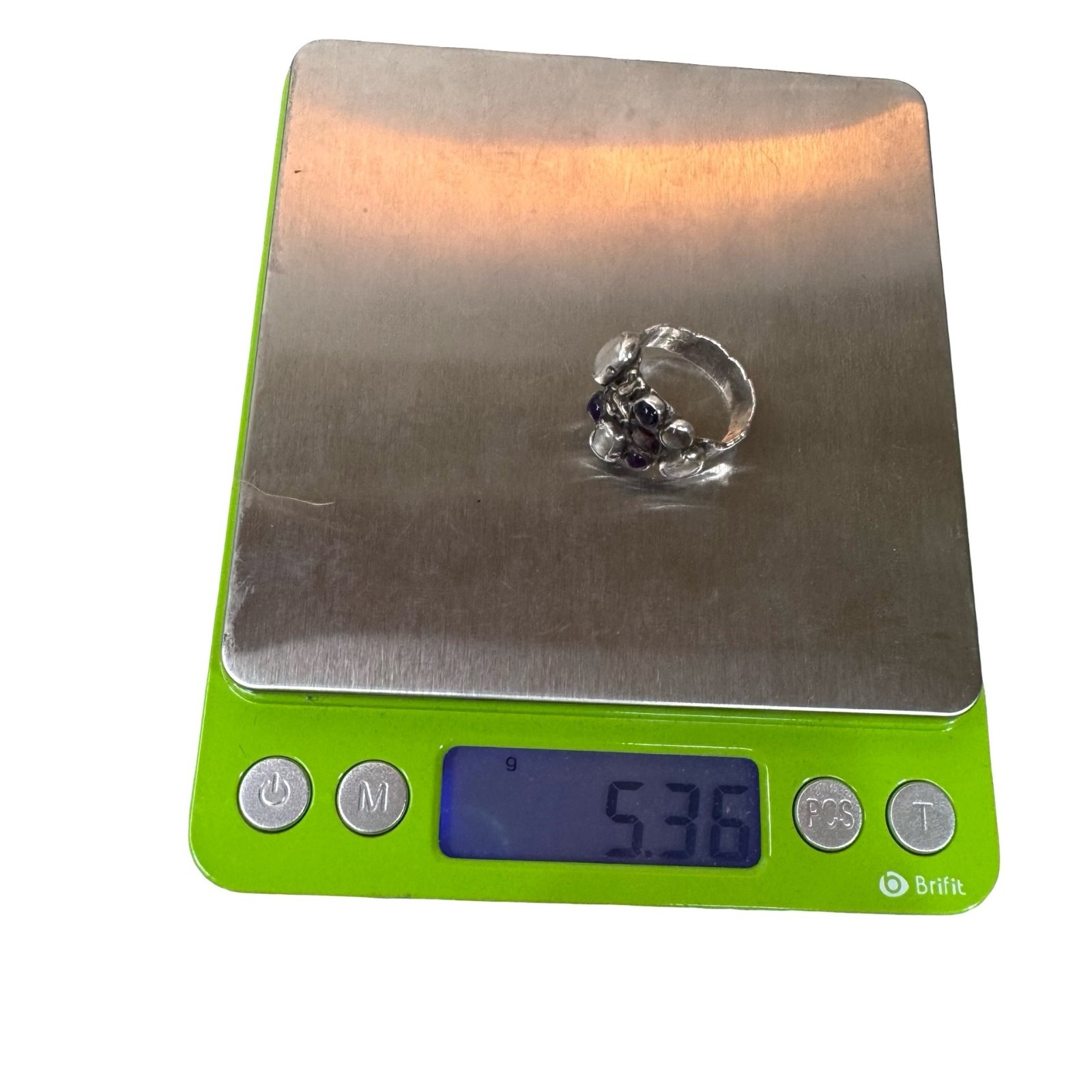 Artisan Sterling Silver Ring Multi gemstone Clust… - image 5