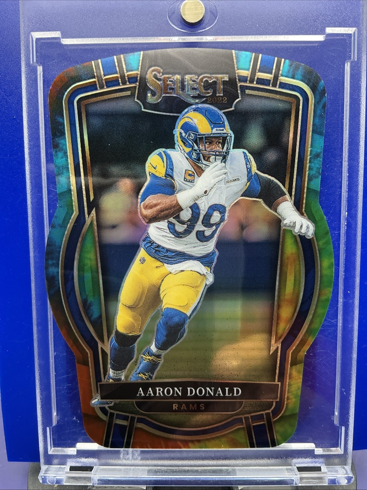 2022 Panini Select - Club Level Aaron Donald #243 Tie-Dye Prizm Die-Cut /25