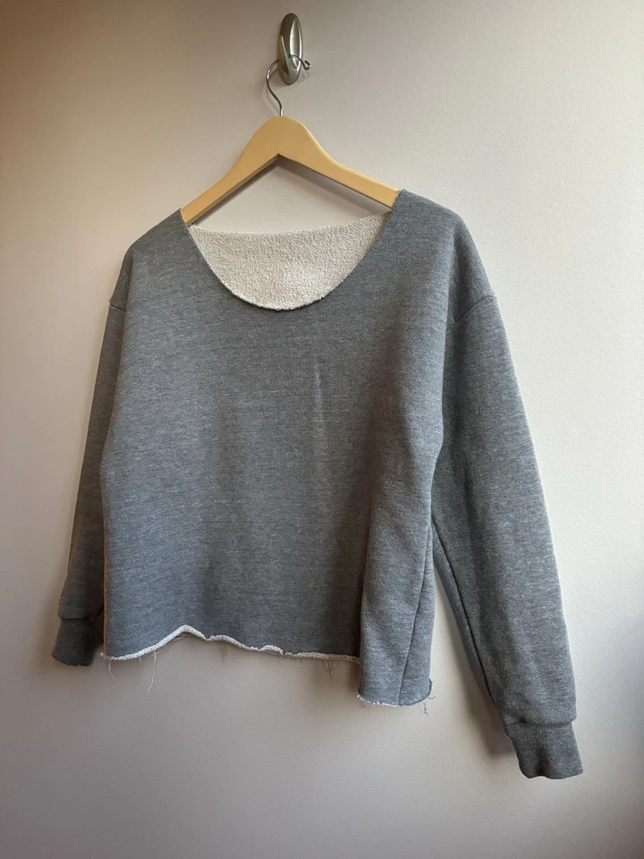 Sudadera Fuera del Hombro American Apparel M/L Gris Atletismo Entrenamiento Acogedora Foto 4 de 4