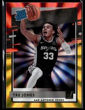 2020-21 Donruss #244 Tre Jones Rookie RC Red and Gold Laser San Antonio Spurs