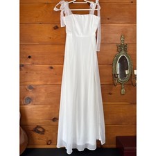 NWT Lulus Radiant Romance White Tie-Strap Maxi Dress Wedding Bride Classy Sz L
