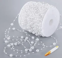 Perlengirlande Weiß 60 M Perlenband Perlenkette Deko Mit Edelstahl Schere