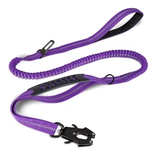 Tactical Dog Leash Shock Absorbing Lead with 2 Padded Handle Metal Clip Car Seat