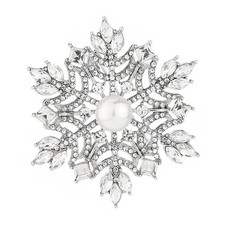 Zircon Snowflake Bouquet Lapel Brooch Pin Simulated Pearl Winter Snow Flower Aus