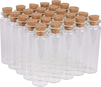MaxMau 20ml Small Glass Bottles,Tiny Glass Vials,Jars with Cork Stoppers,Message