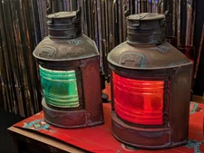 14" Antique Copper/Brass Nautical Port and Starboard Running Lights. Electrified