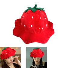 Fruit Strawberry Head Cover Halloween Plush Hat Headgear for Party Fun