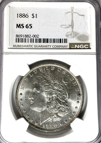 1886 $1 Morgan Silver One Dollar MS65  Philadelphia BU