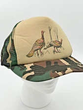Vintage Wild Turkey Camo Trucker Mesh Snapback Hat