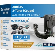 ANHÄNGERKUPPLUNG für Audi A5 8T3 07-16 vert. abnehmbar ORIS +7pol E-Satz JAEGER