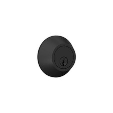 Matte Black Keyed Deadbolt with Round Trim, SingleSided Lock