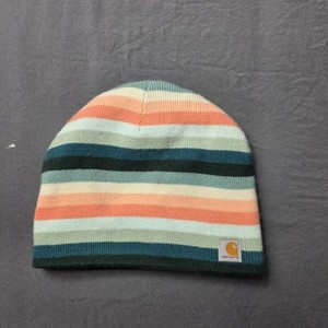Carhartt Beanie Fleece Lined Peach & Teal Stripes Carhartt | Accessories | Carhartt Beanie Fleece Lined Peach  main image 4