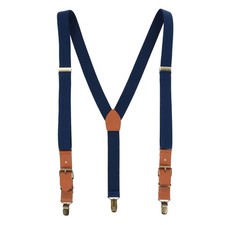 CTM Men's 1 Inch Wide Suspender with Faux Leather Buckle and Clip-Ends