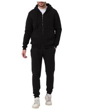 Men's Tracksuits Casual 2 Piece Sweatsuit For Men Full Zip Up X-Large Black